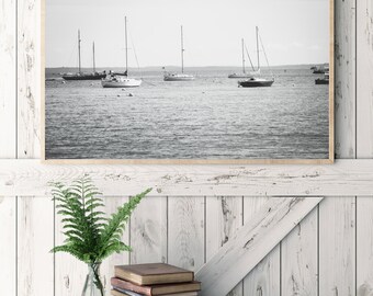 Black and white sailboat photography, Coastal Maine Wall Art, Maine photography, Coastal wall decor, minimalist nautical art, sailboat art