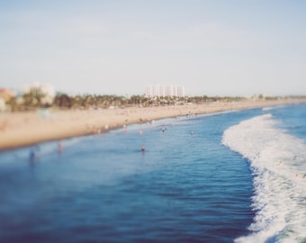 California beach photography,  santa monica beach, los angeles decor, aerial beach photography, large wall art, los angeles photography