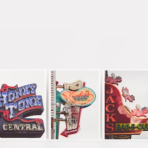Decoración de pared de Nashville, impresión fotográfica de letreros de neón de Nashville, decoración retro de rockabilly, decoración de música country, impresiones de Broadway del centro de Nashville