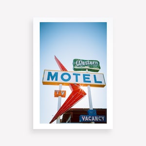 Motel Vintage Sign Print, Mid Century Motel Sign Wall Art, Vintage Sign Wall Art, Guest Bedroom Wall Art, Motel Sign Photo