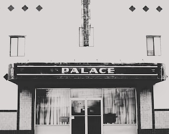 Texas photography, texas decor, marfa texas, palace theater, black and white photography, art deco, vintage style, marfa photography