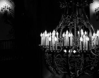 Black and white Memphis Photography, Peabody Hotel Print, Chandelier Wall Art, Glam Wall art, Glam Room Decor, Chandelier Art, bar cart art