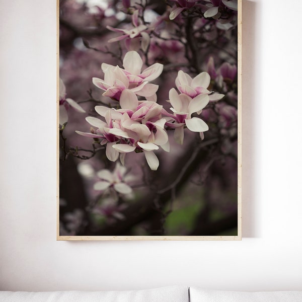 Magnolia Photography | Pink Botanical Wall Art | Floral Bedroom Decor | Girls Room Decor | Large Wall Art | Botanical Wall Decor