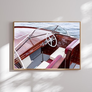 Vintage Boat Wall Art, Lake House Decor, Chris Craft Boat Print, Wooden Boat Print, Nautical Print, Classic Lake Boat Photo, Lake Home Art