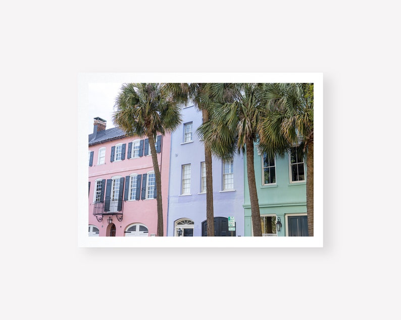 Charleston South Carolina Photography, Charleston wall art, Pretty Pastels Charleston Architecture Print, Lowcountry Art, Rainbow Row Print image 5