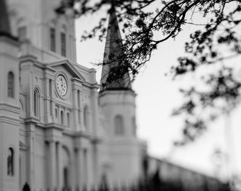 Unframed New Orleans photography | Black and White New Orleans Photography | St. Louis Cathedral | French Quarter Art | Large Wall Art