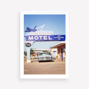 Blue Swallow New Mexico Motel Vintage Sign Print, Mid Century Motel Sign Wall Art, Vintage Sign Wall Art, Guest Bedroom Wall Art, Route 66