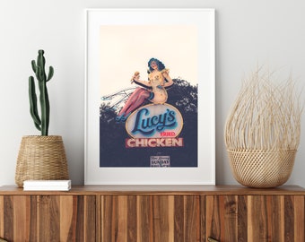 Austin Texas Photography, Lucy's Fried Chicken, ATX prints, austin wall decor, retro kitchen art, large wall art