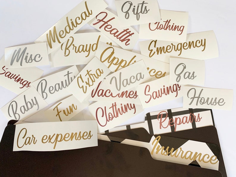 File Organization Labels Cash Envelope System Custom Word Etsy