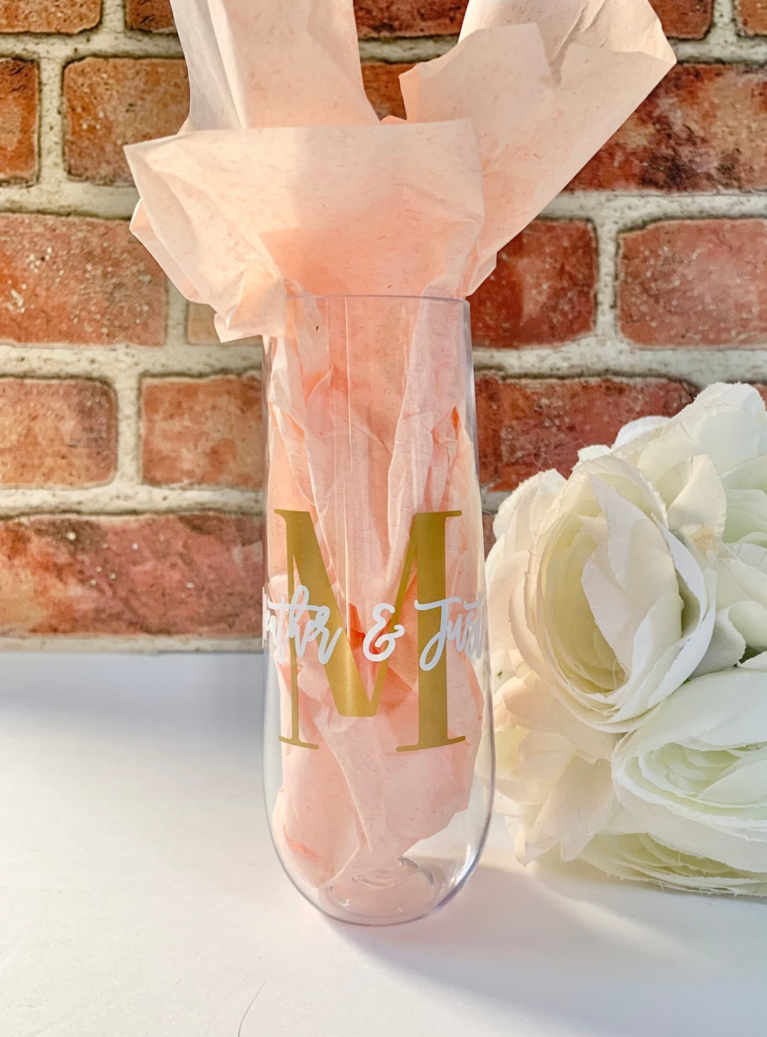 Monogram Names Wedding Flute Decals Custom Stickers for Wine Etsy