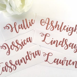 Name Labels | Custom Stickers to Personalize any Hard Smooth Surface | First name or last name vinyl decals | Rose Gold | Gold | Silver