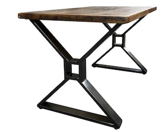 X Metal Table Legs with Square Middle - Modern Steel Table Legs - Adjustable Leveling Feet