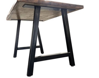 Metal Table Legs - Set of Two- A Frame Style - Adjustable Leveling Feet