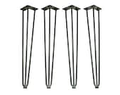 Hairpin Legs - Set of 4 - Round Flat Bottoms with Felt Padding
