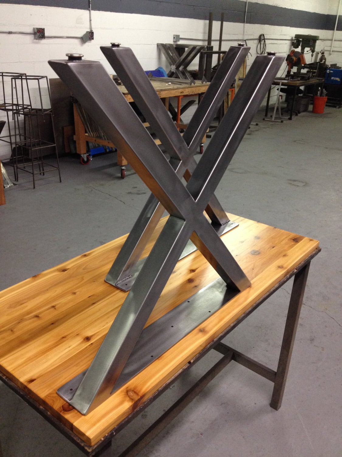 Metal Table Legs X Style Brushed Nickel Finish Etsy