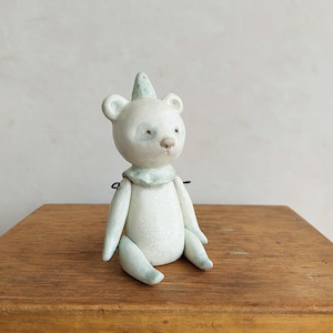 Blue bear, cute ceramic, clay figure