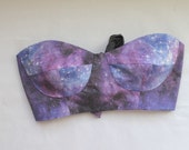 Galaxy Print Bustier Bikini Tie-Back Crop Top