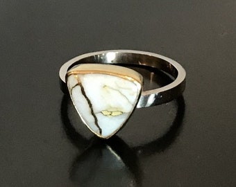 Gold  in Quartz 14K White Gold & Yellow Gold Ring   #R668