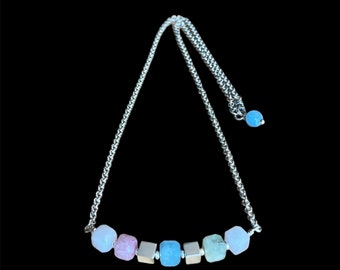 Beryl multicolor Stones on Sterling Necklace