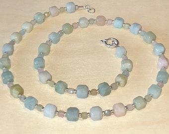 Beryl Faceted Cube Stone Necklace