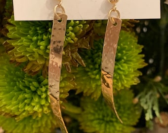 Gold Filled Hand-hammered Bar Earrings