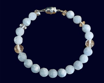 Light Blue Stone BRACELET & STERLING MAGNETIC Clasp