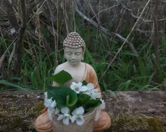 Small Buddha in Meditation Cactus Planter/Statue