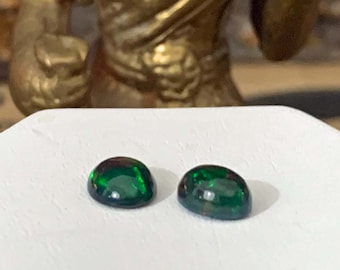 Pair of Coober Pedy Djanggawul Black Opal Cabochons 3.42 tcw. - A Master Suite Gemstone Spell Box Find - The Voodoo Estate