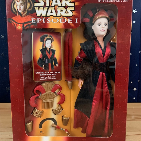 1998 Hasbro STAR WARS Episode I Ultimate Hair Queen Amidala 12" Collection New in Box