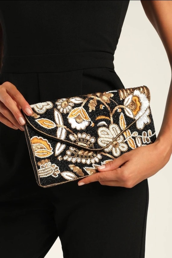 Black/Gold Cowhide Clutch – Callahan Leatherpress