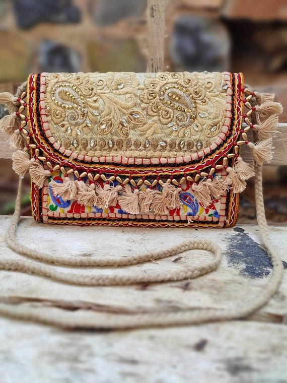 Boho Bag, Bohemian Sling Bag, Beaded Bag, Embroidered Sling  display picture 1