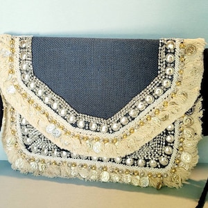 Bolso Banjara Azul, Clutch Boho, Bolso de Cuentas de Monedas, Bolso Boho, Bolso Bordado de Moda, Bolso Rústico Gypsy Crossbody, Bolso de Cabestrillo de Arpillera de Yute