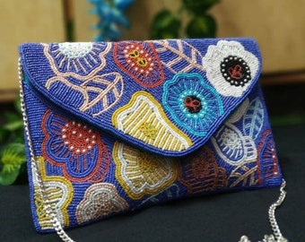 *New* Vintage Bronze Beaded Rose Flower Pattern Evening Handbag Purse Clutch *New* Vintage Bronze Beaded Rose Flower Pattern Evening Handbag Purse Clutch