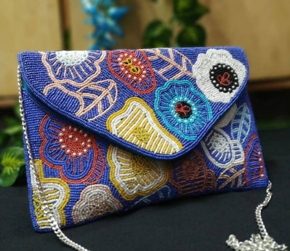 Buy Kuber Industries Clutch Bag|Zig Zag Chicken Silk Embroidery Hand Purse|Wedding  Clutch Purse With Moti Churi Handle (Peach) Online at Best Prices in India  - JioMart.