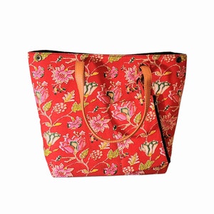 Handmade Designer Handbag, Large Tote Bag, Floral Beach Tote, Summer Fabric Shoulder Bag with Detachable Wristlet Pouch, Mother&#39;s Day Gift