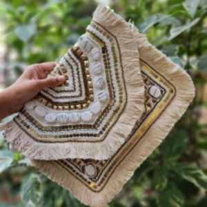 Bolso Banjara, embrague Boho, bolso de cuentas, bolso Boho con cuentas, bolso de honda de moda, bolso bordado, bolso bandolera, bolso de arpillera de yute, borla de flecos