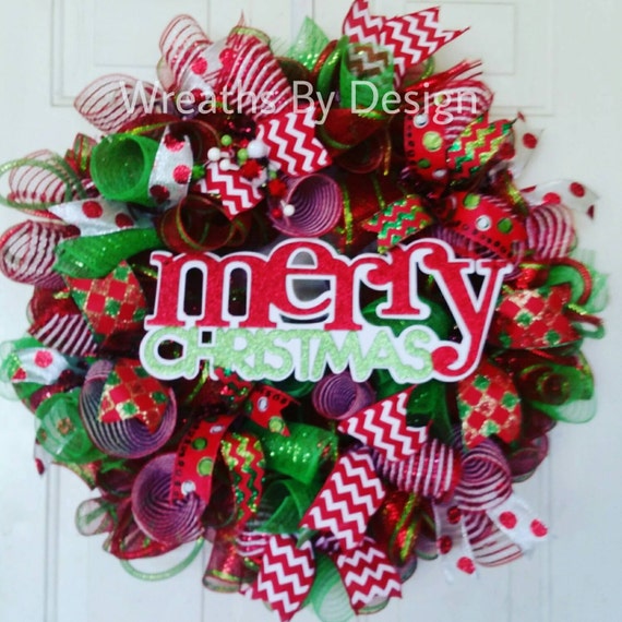 SALE Merry Christmas Wreath Front Door Wreath Christmas | Etsy