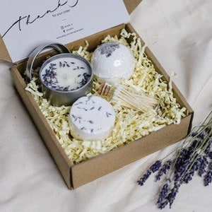 Lavender Mini Spa Kit, Spring Spa gift set, Co worker gift box, Thank you gift box, Easter spa set
