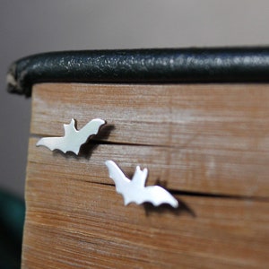 Small silver bat stud earrings