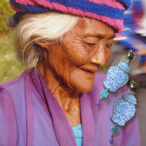 Boucles d'oreilles ethniques asiatiques, Bijoux chinois, look vintage, Fujigirls image 4