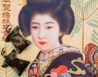Boucles d'oreilles textiles en tissu Japonais, bijoux légers en forme de Kimono, Style Nippon, Geisha, Geiko, kyoto