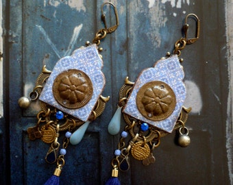 Boucles d/'oreille orientales ethnique hippie Bollywood artisanat Inde