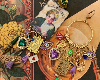 Bohemian Gypsy earrings, Fortune teller, Caravan spirit, divinatory art, gypsy, religion, tarot, grigri, tarology