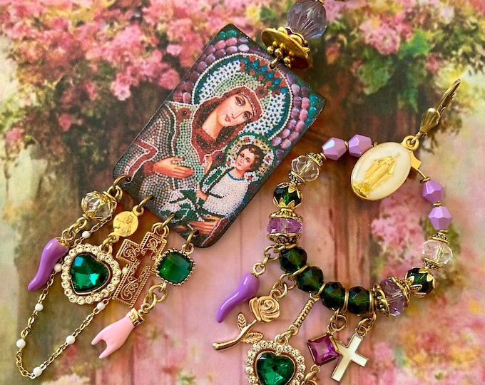 Boucles d'oreilles religieuses la vierge Marie et l'enfant, look hippie chic, médailles miraculeuses, bijoux de foi dissociés, gipsy boho