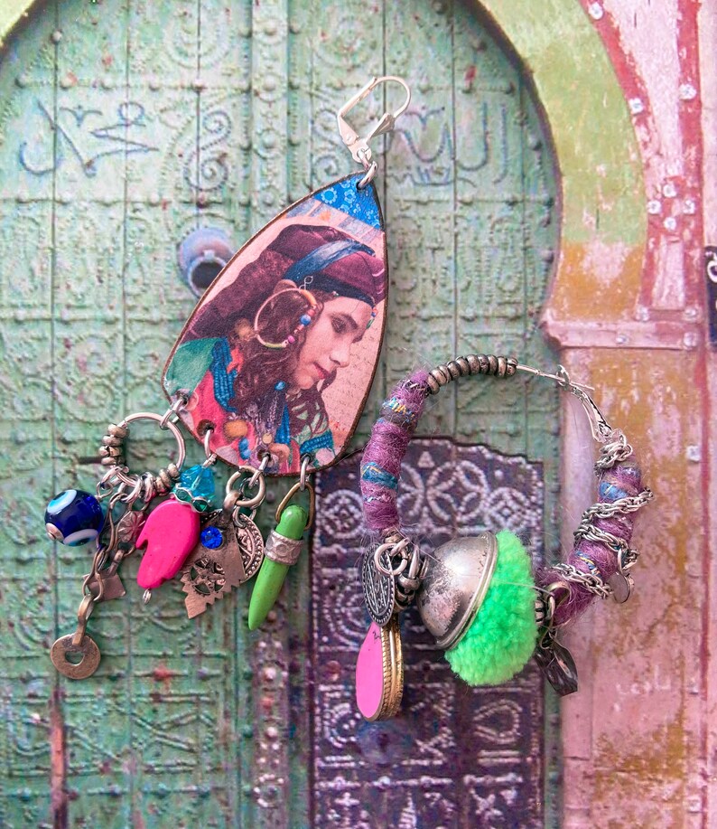 Boucles D'oreilles Ethniques Orientales Avec Pampilles - Artisanat Maroc, Neuf Avec étiquettes