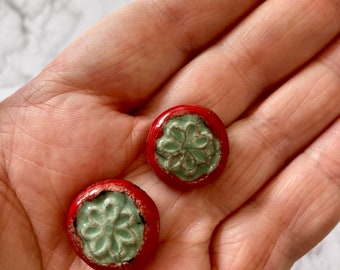 2 grosses perles en céramique, perles artisanales