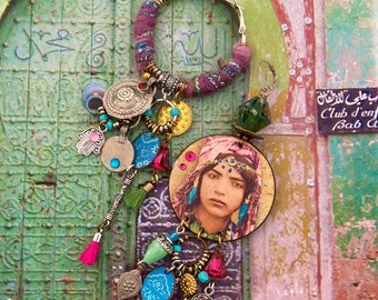 Boucles d'oreilles femme Algérienne Mauresque, Bijoux ethniques asymétriques, tribal oriental, fatma, kutchi, créateur Fujigirls