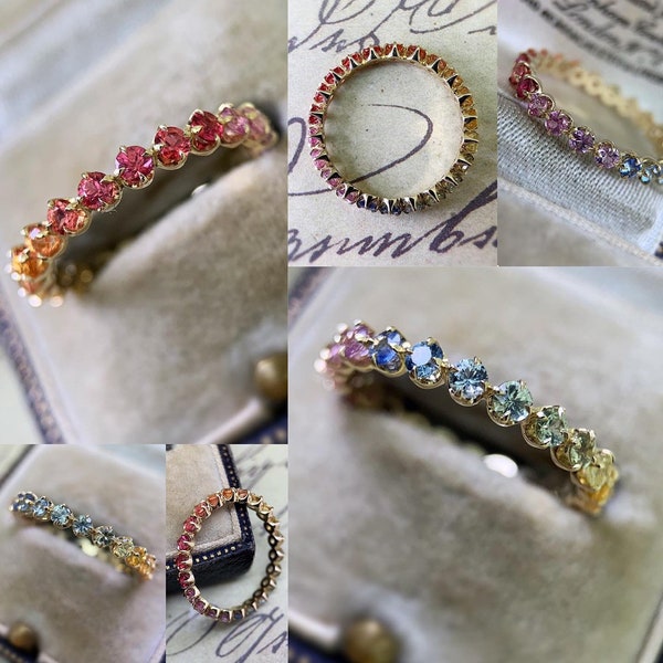 The "Monet" Style Rainbow Ombre Sapphire Eternity Band by CvB