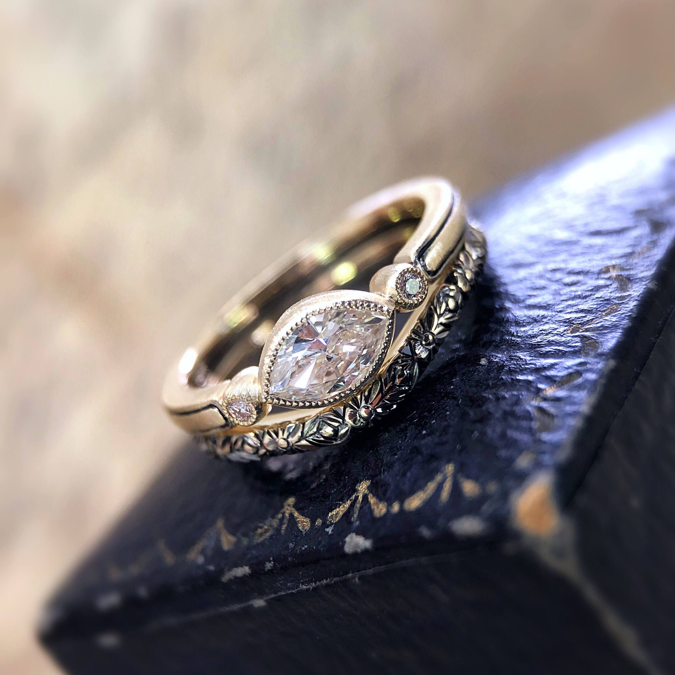 The Santa Cruz Rose Cut Diamond Three Stone Ring | Etsy