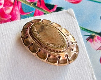 Antique 19th Centure Gold Plated Doublé Beidermeier Brooch, Victorian Pin, Antique Jewelry